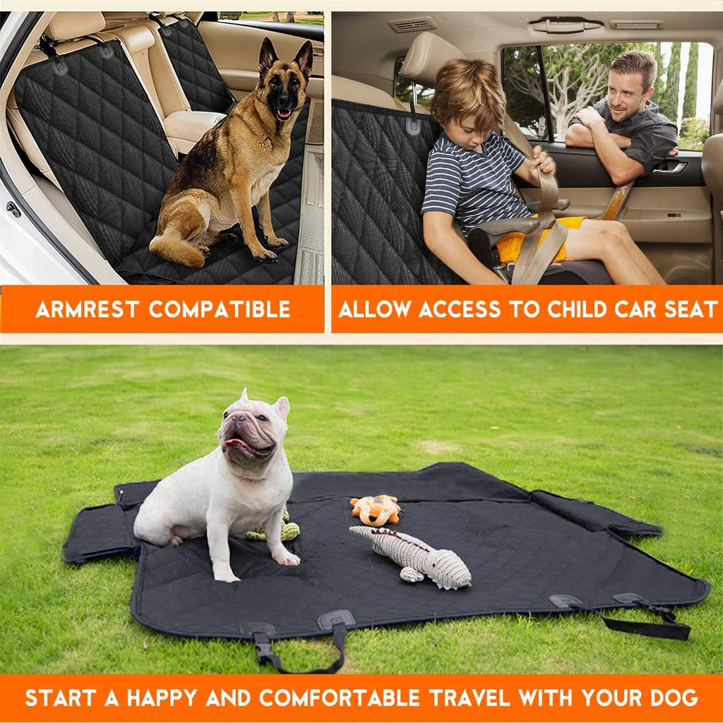 Ultimate Waterproof Dog Car Seat Cover - Non-Slip Back Seat Protector for Pets and Kids - Fits Most Cars, Trucks, and SUVs - Black