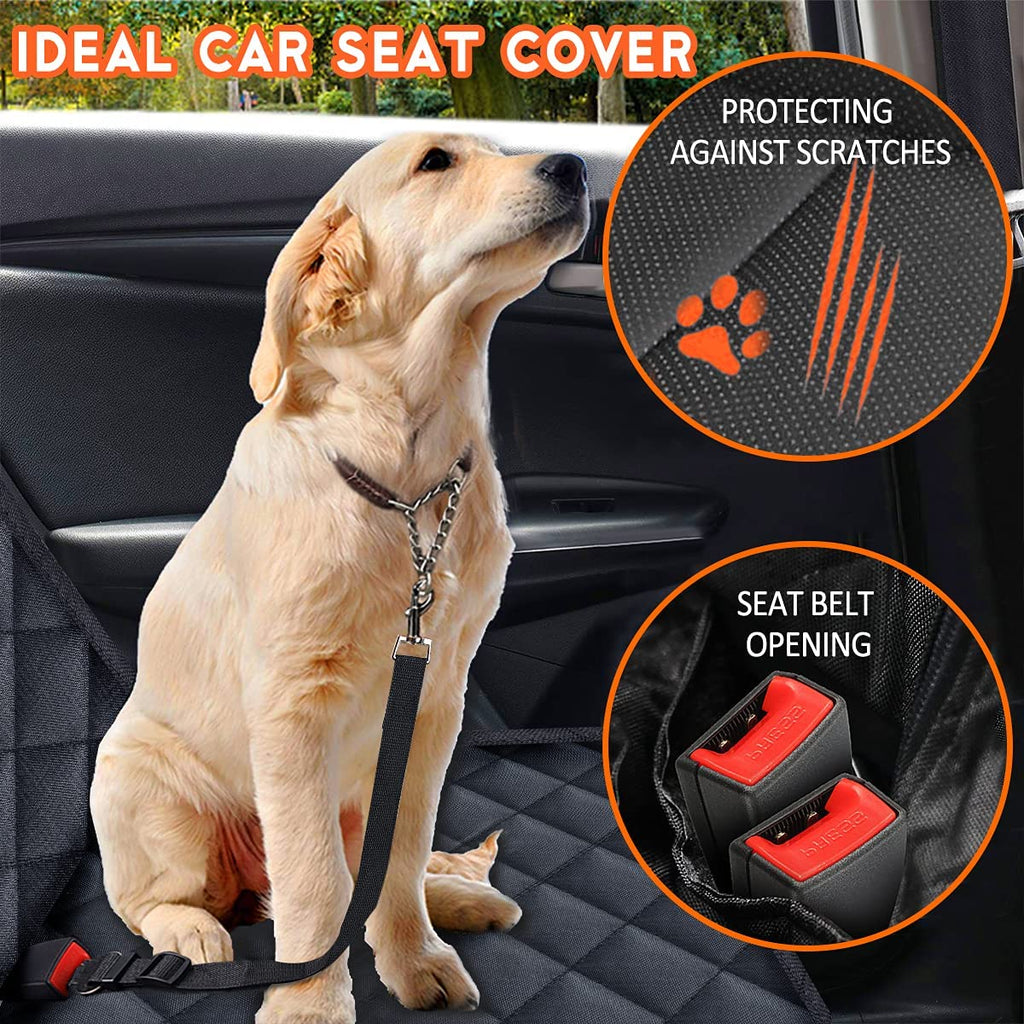 Ultimate Waterproof Dog Car Seat Cover - Non-Slip Back Seat Protector for Pets and Kids - Fits Most Cars, Trucks, and SUVs - Black